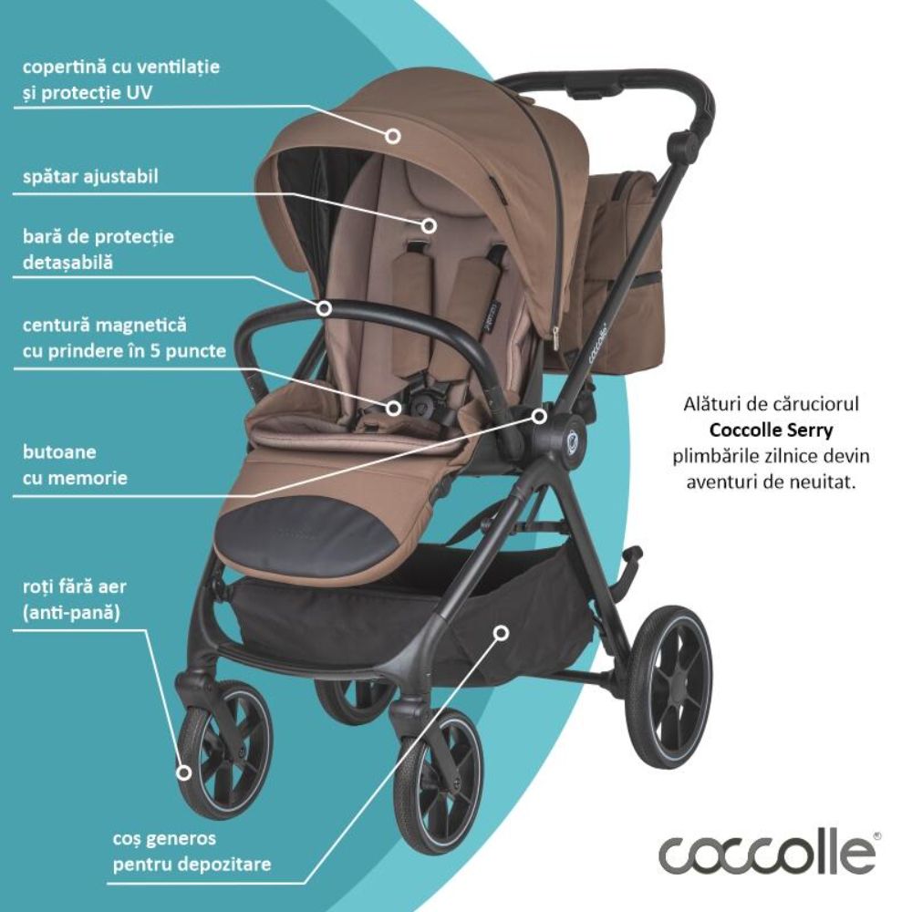 Carucior modular 2 in 1, Coccolle Serry, Light Taupe