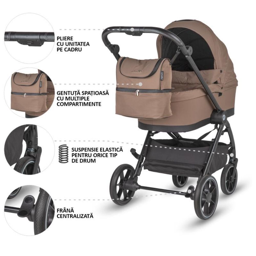 Carucior modular 2 in 1, Coccolle Serry, Light Taupe