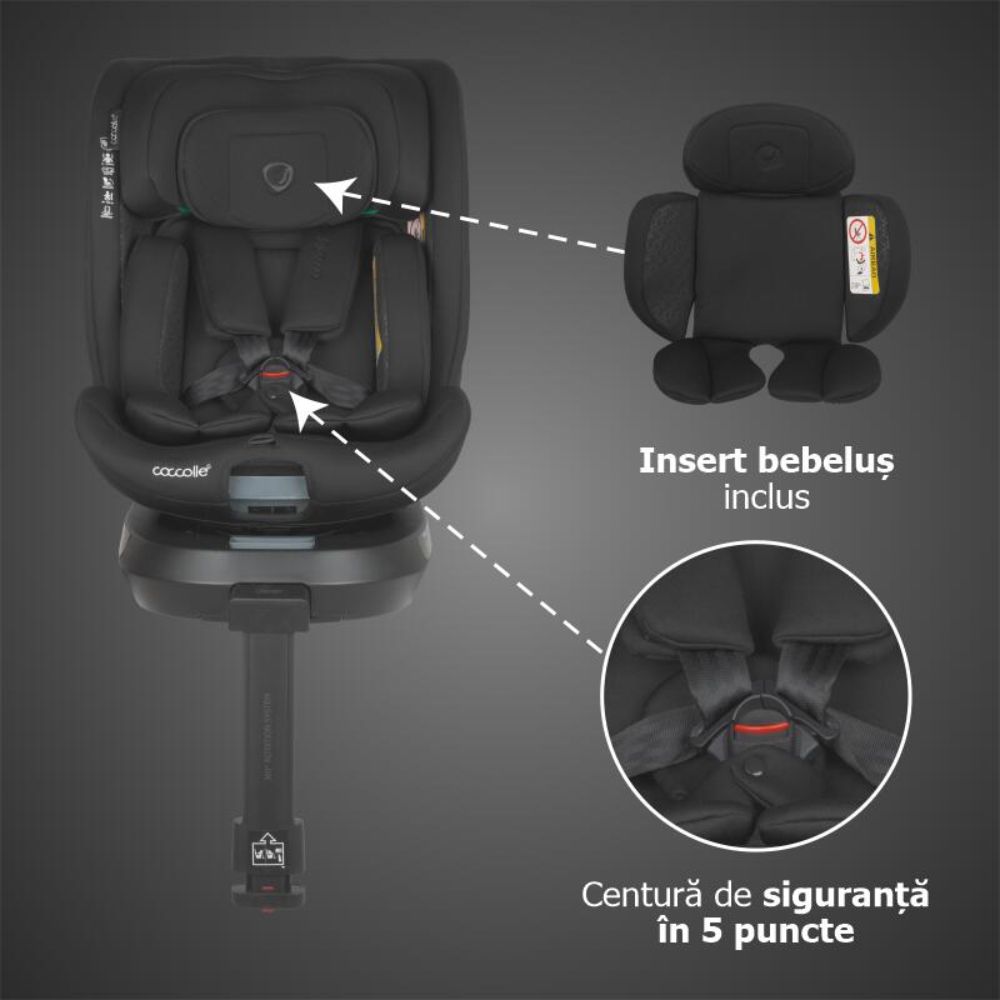 Scaun auto iSize, Coccolle Ario,  40-150 cm, Midnight Black