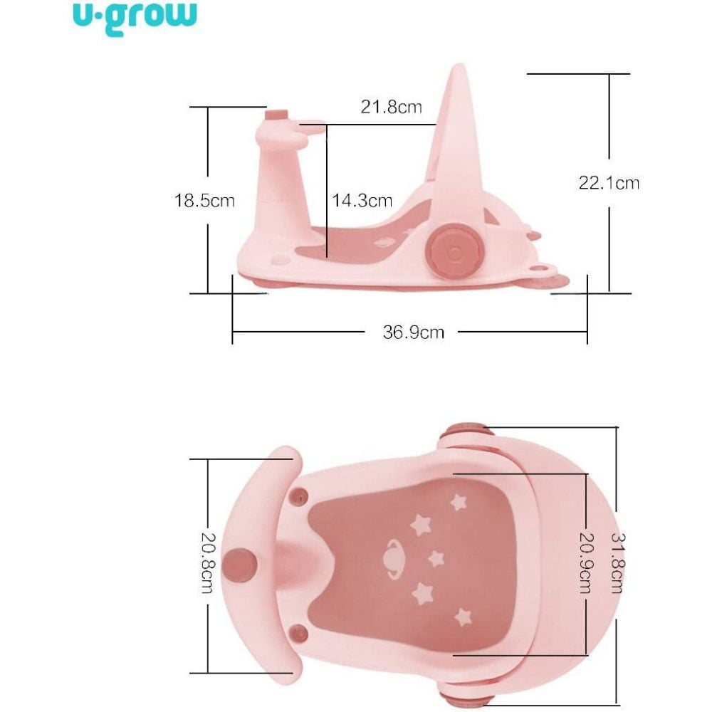 Scaun de baie pentru bebelusi, cu ghidon, U-Grow, Roz
