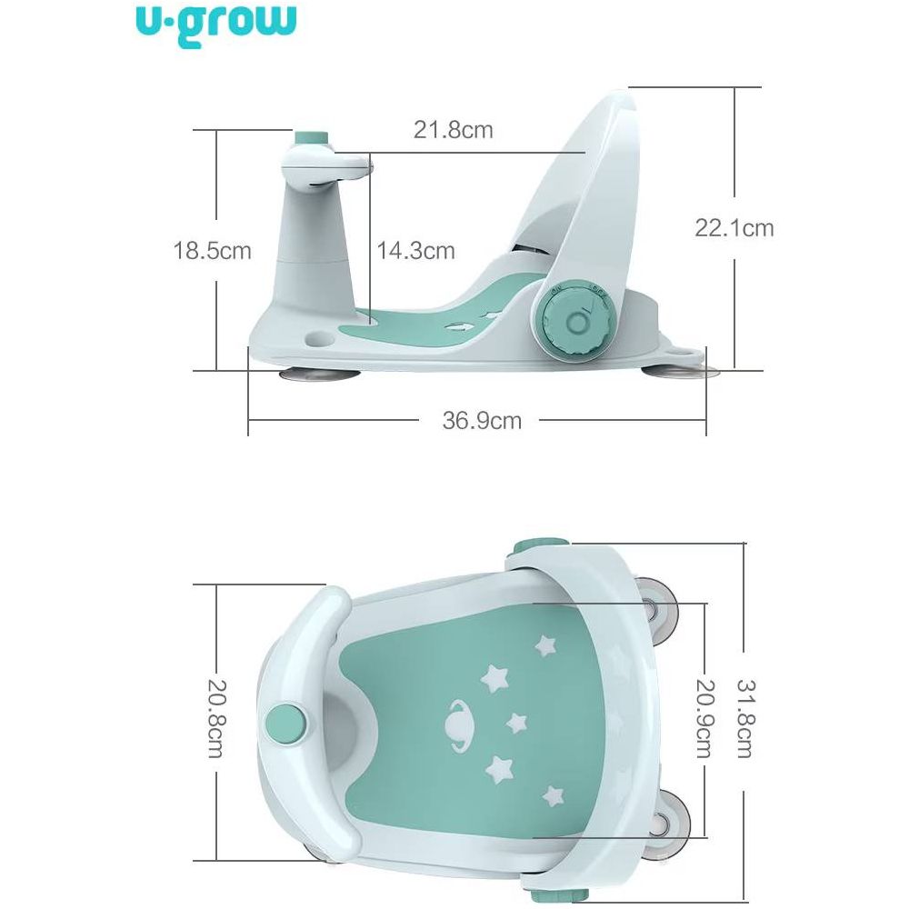 Scaun de baie pentru bebelusi, cu ghidon, U-Grow, Verde