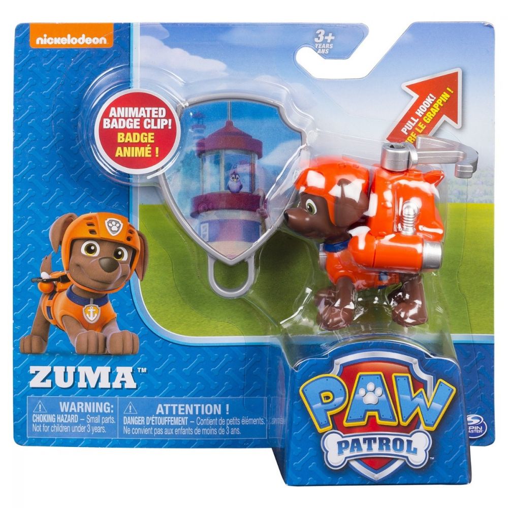 Figurina si insigna Paw Patrol - Zuma (20114171)