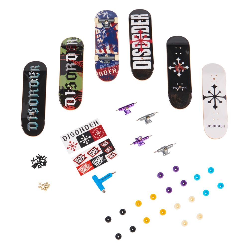 Set 6 mini placi skateboard, Tech Deck, Sk8Shop Bonus Pack, Disorder, 20136710