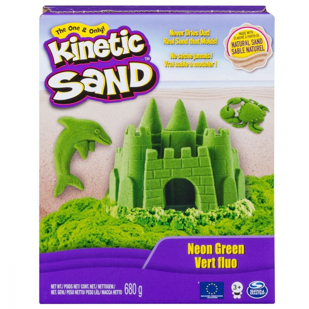 Nisip colorat Kinetic Sand, Verde Neon, 680g