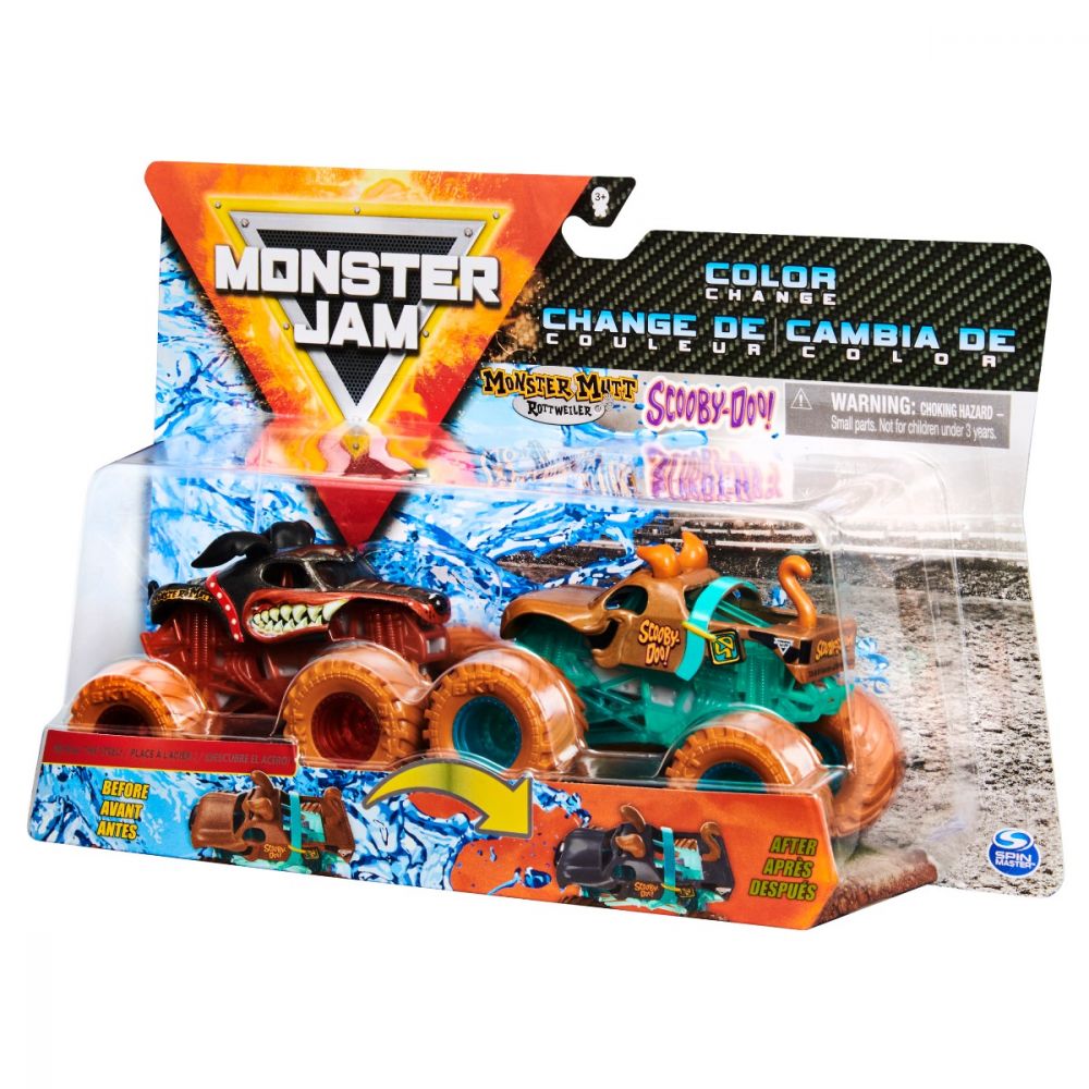 Set 2 masini Monster Jam, Scara 1:64, Monster Mutt si Scooby Doo