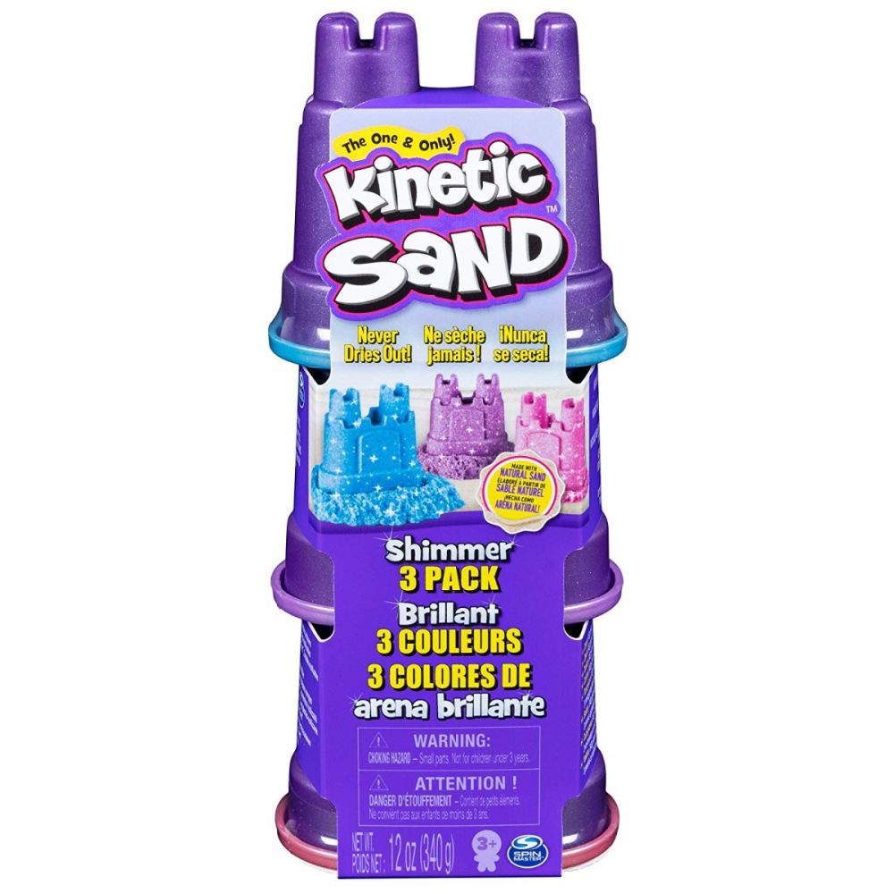 Set 3 rezerve nisip colorat stralucitor Kinetic Sand