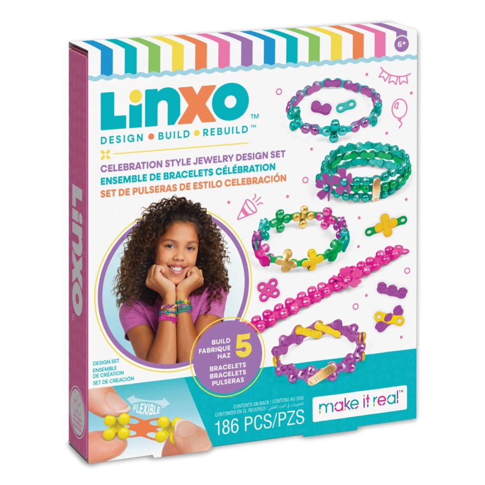 Set de creat 5 bratari flexibile, LinXo, Seaside, Celebration, Popstar Chic, 186 piese