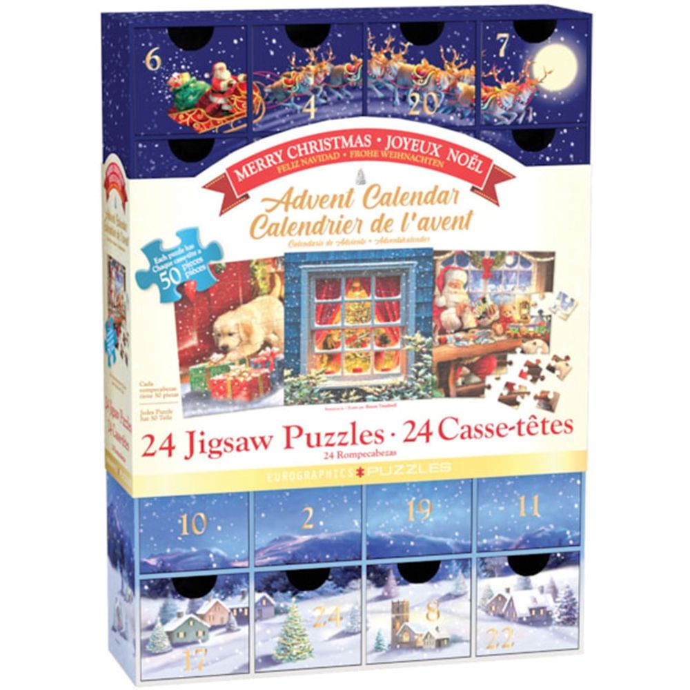 Calendar de advent, Eurographics, Craciun Fericit, 24 puzzle-uri, 50 piese