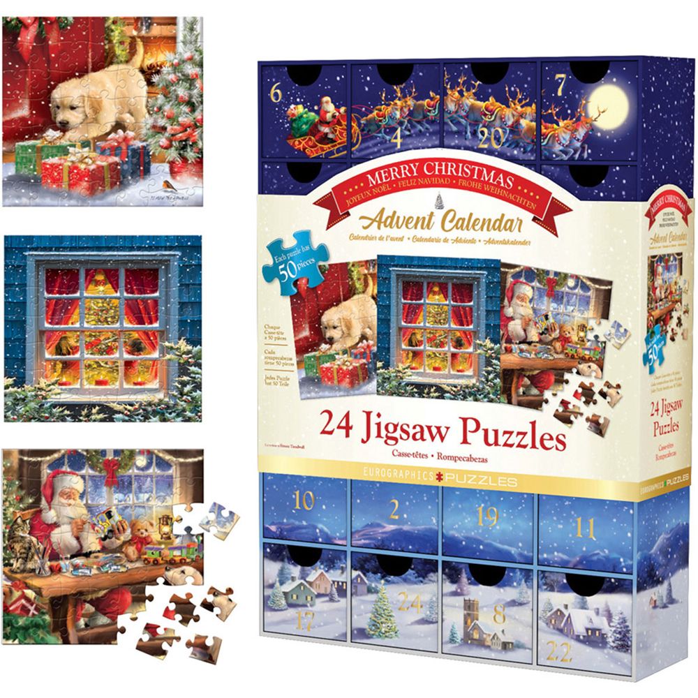 Calendar de advent, Eurographics, Craciun Fericit, 24 puzzle-uri, 50 piese