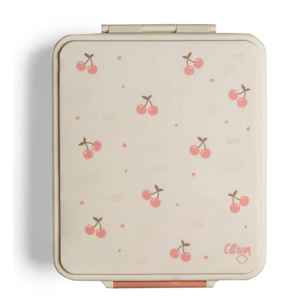 Caserola pentru pranz cu 4 compartimente si 1 borcan termoizolant, Citron,  Cirese