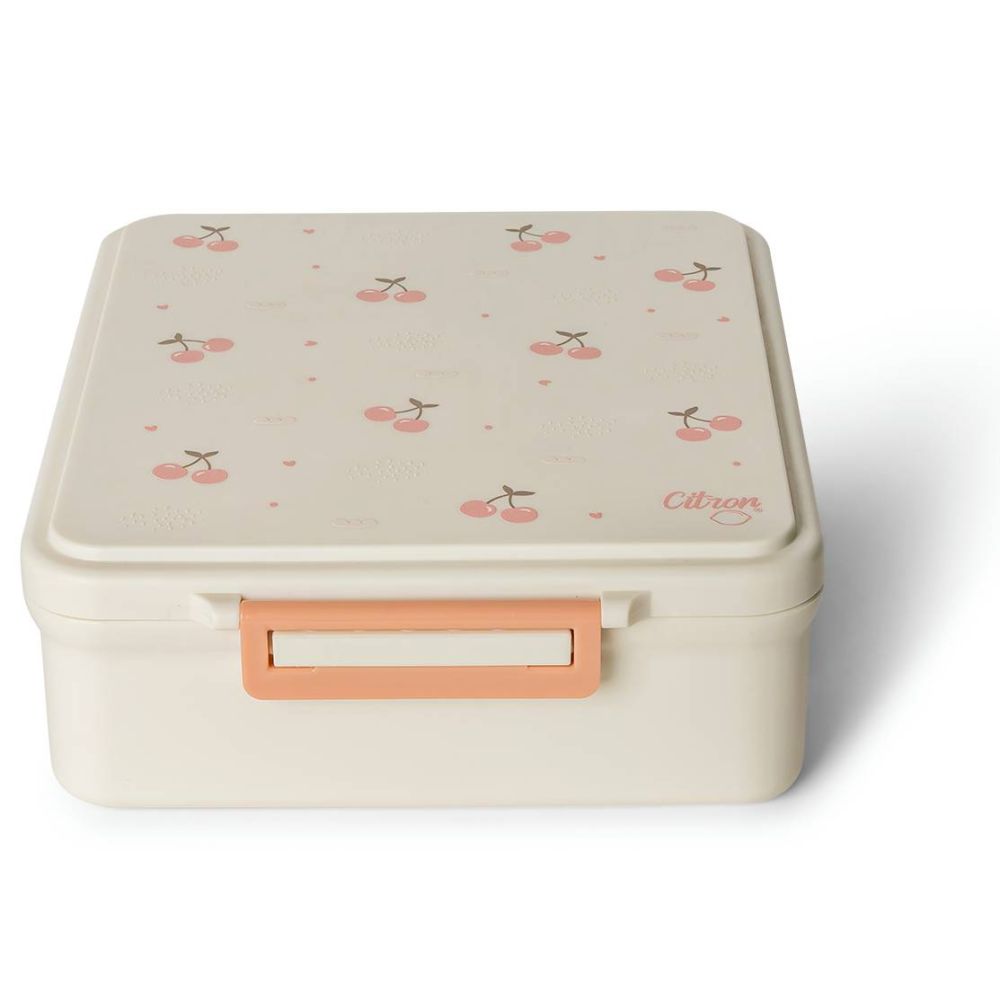 Caserola pentru pranz cu 4 compartimente si 1 borcan termoizolant, Citron,  Cirese