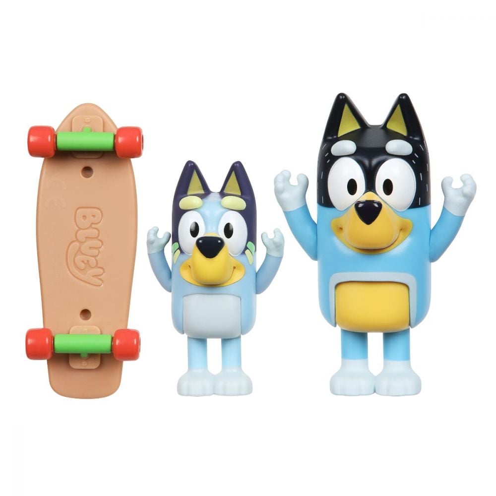 Set 2 figurine Bluey, cu skateboard