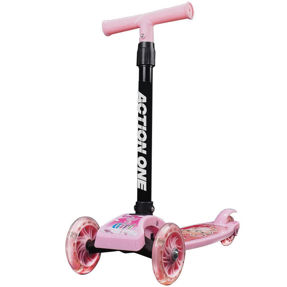 Trotineta cu roti luminoase, Action One, Funride, Roz
