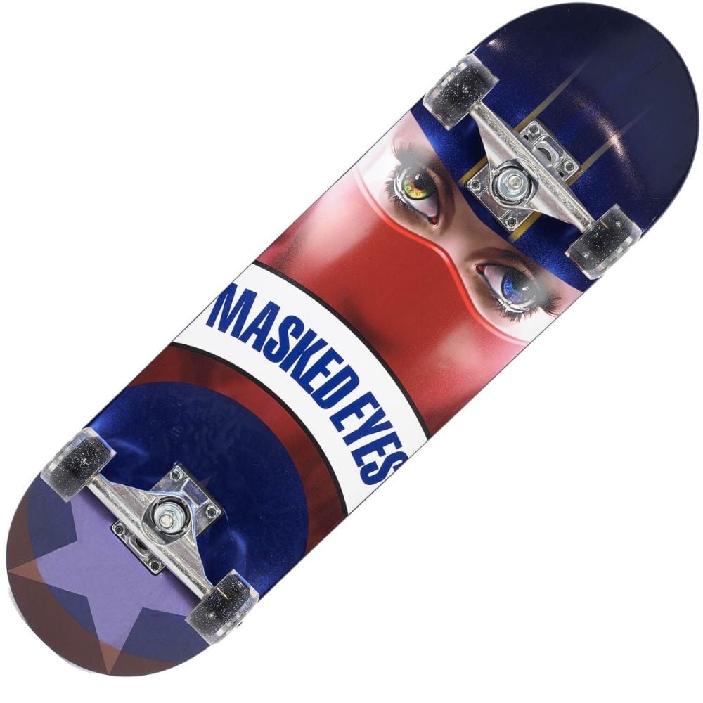 Skateboard dublu print, Aluminium Truck, Masked Eyes, Action One, 70 X 20 cm, Multicolor