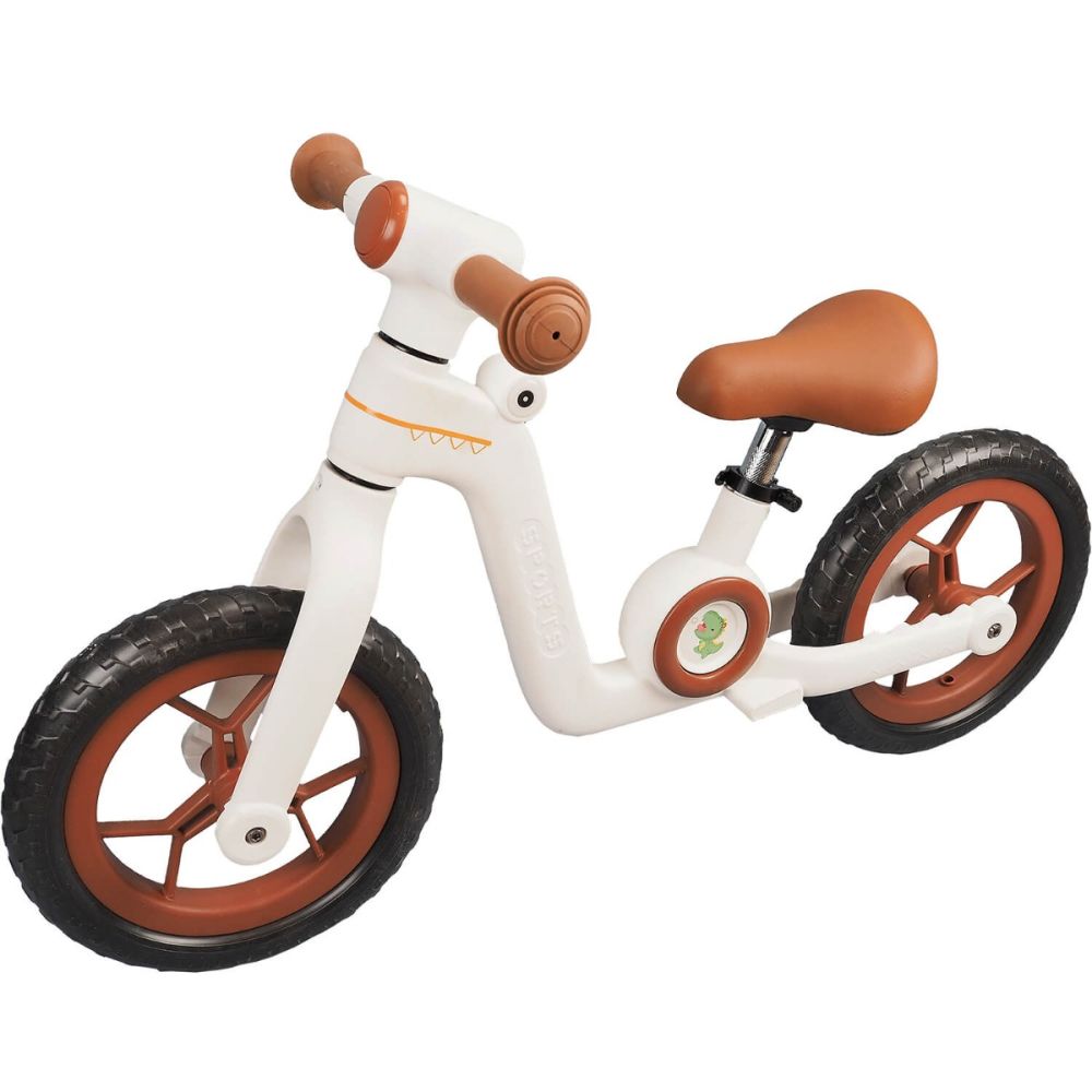 Bicicleta fara pedale, Action One Little Dino, 12 inch, Alb