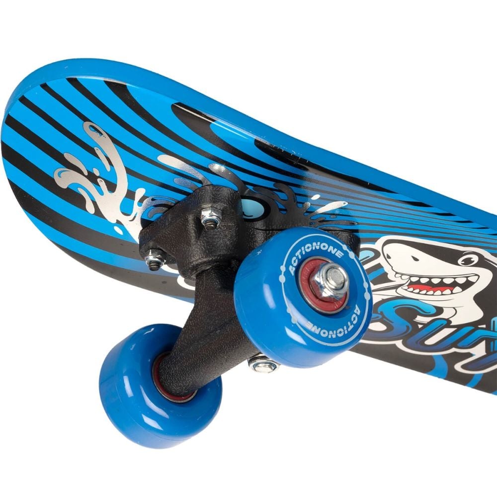Penny board, Action One, Shark, print pe ambele fete, 41 x 12 cm, Albastru