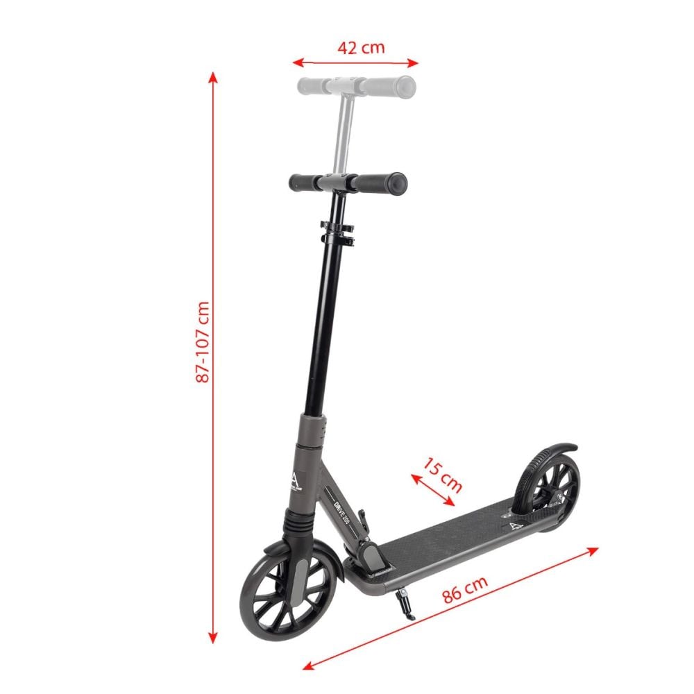 Trotineta pliabila, Action One Prodigy, cu cric si roti 200 mm, Gri