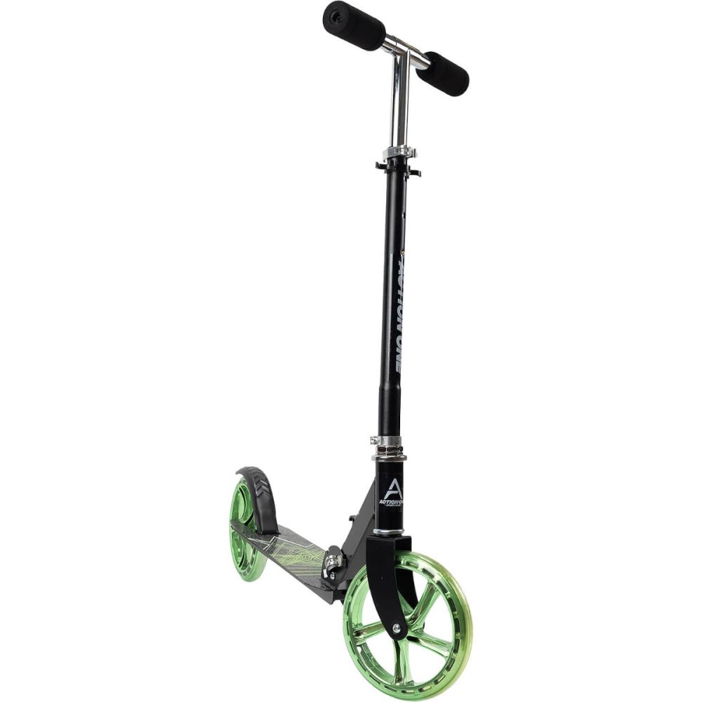 Trotineta pliabila, Action One Flow, cu cric si roti 200 mm, Verde-Negru