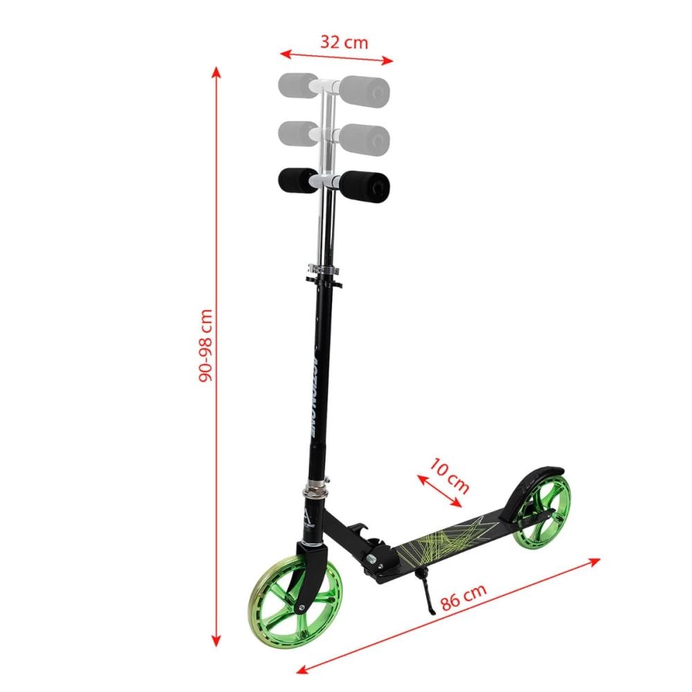 Trotineta pliabila, Action One Flow, cu cric si roti 200 mm, Verde-Negru