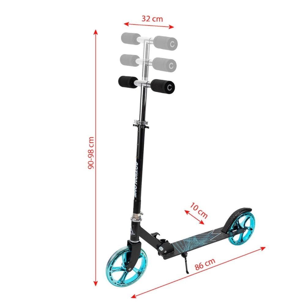 Trotineta pliabila, Action One Flow, cu cric si roti 200 mm, Blue-Negru