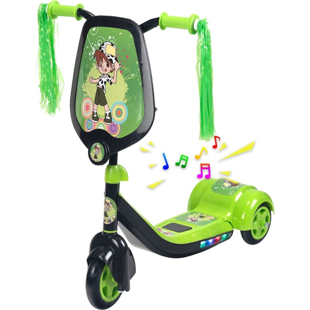 Trotineta de copii, Action One, Scout, cu lumini si muzica, Verde