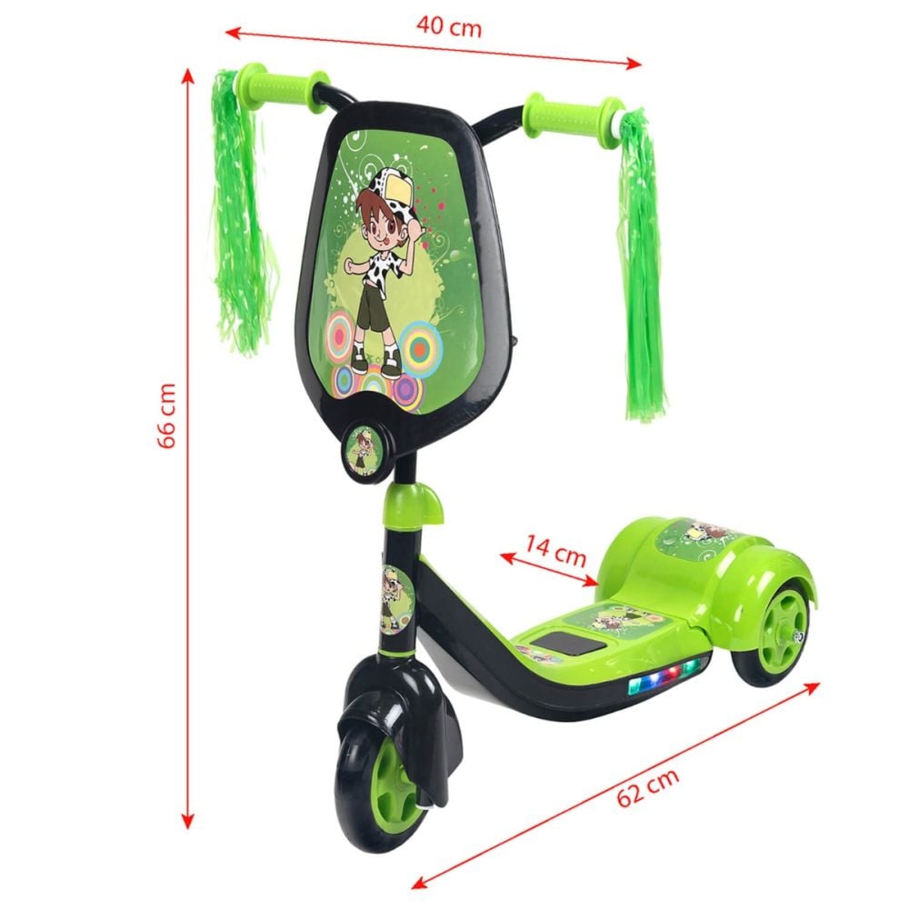 Trotineta de copii, Action One, Scout, cu lumini si muzica, Verde