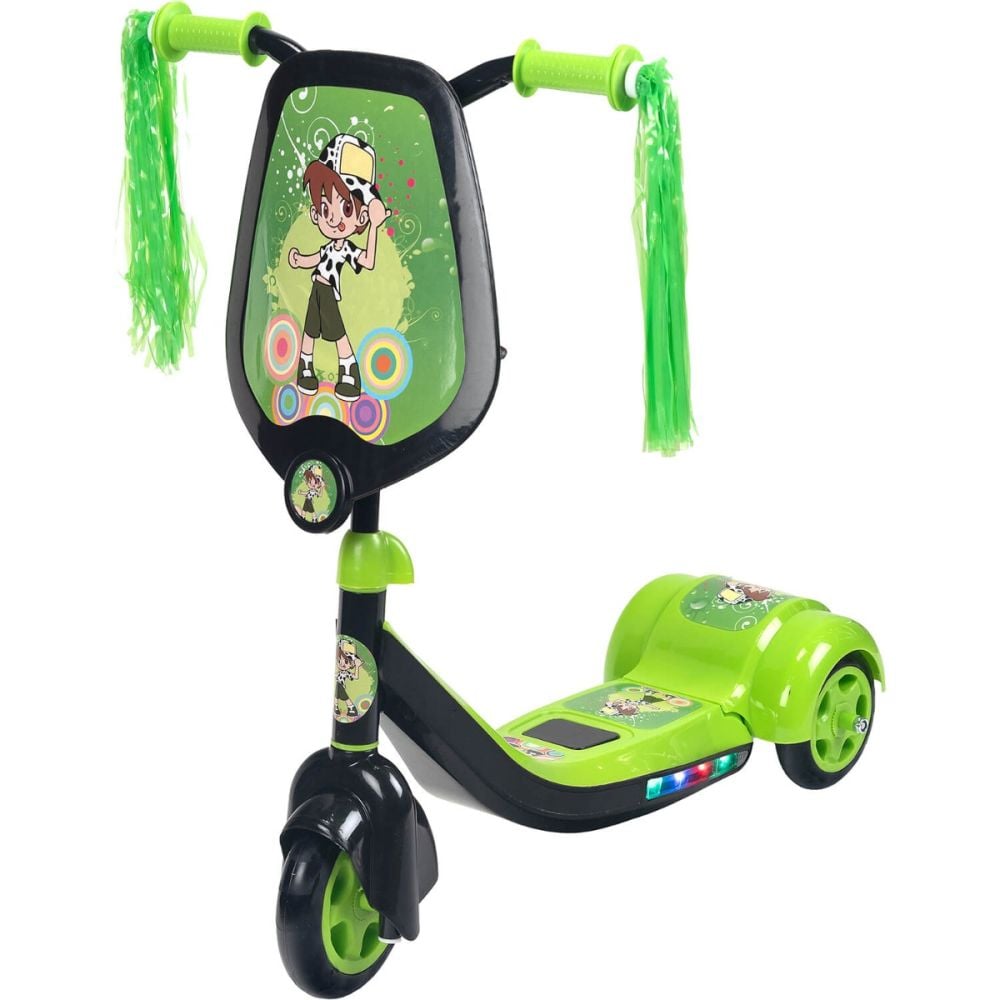 Trotineta de copii, Action One, Scout, cu lumini si muzica, Verde