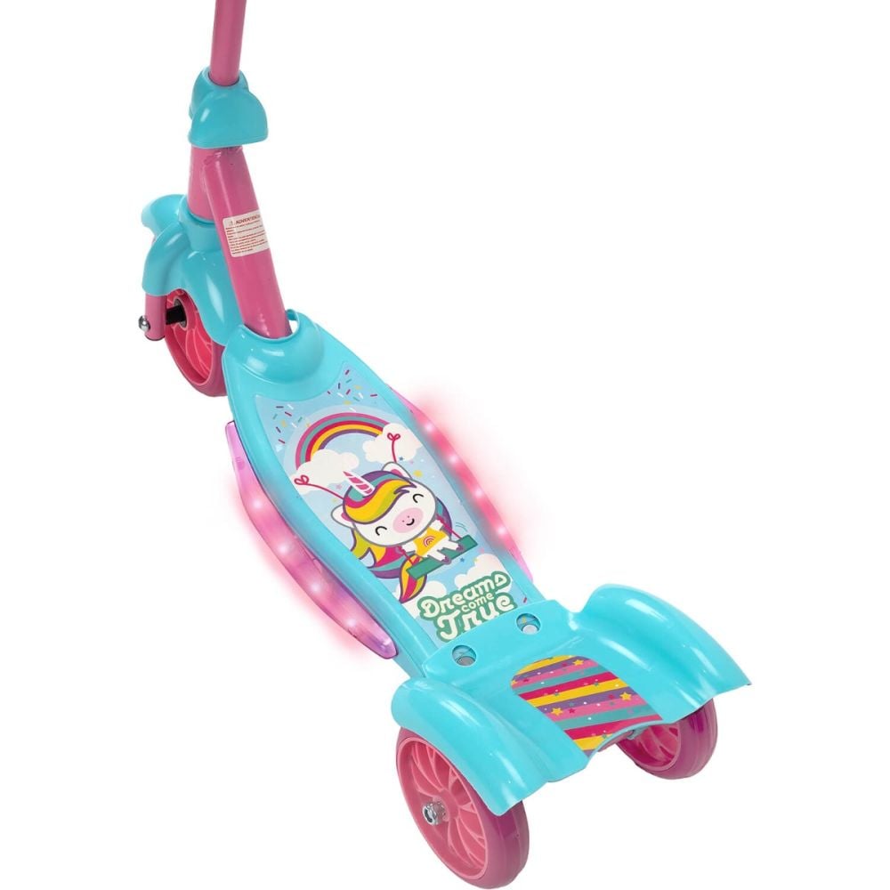 Trotineta de copii, Action One Kiddy, cu lumini si muzica, Turcoaz