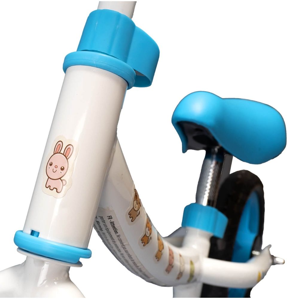 Bicicleta fara pedale, Action One, Baby Bliss, cu cadru reversibil si stickere incluse, 10 inch, Alb