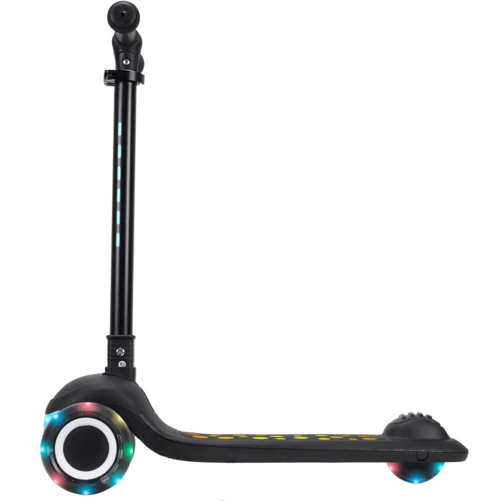 Trotineta pliabila, Action One Dots, cu lumina frontala, muzica si roti luminoase, Negru