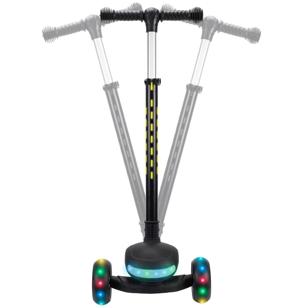 Trotineta pliabila, Action One Dots, cu lumina frontala, muzica si roti luminoase, Negru