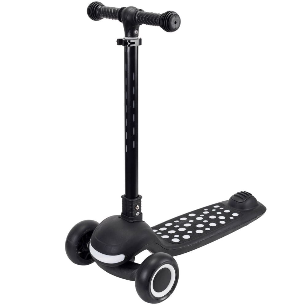 Trotineta pliabila, Action One Dots, cu lumina frontala, muzica si roti luminoase, Negru