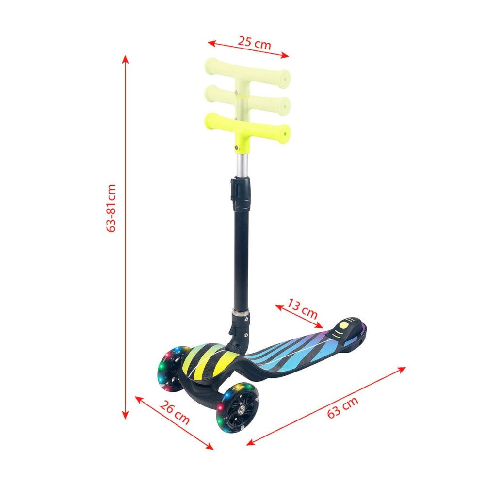 Trotineta pliabila, Action One, Fantasy, cu roti luminoase, Multicolor
