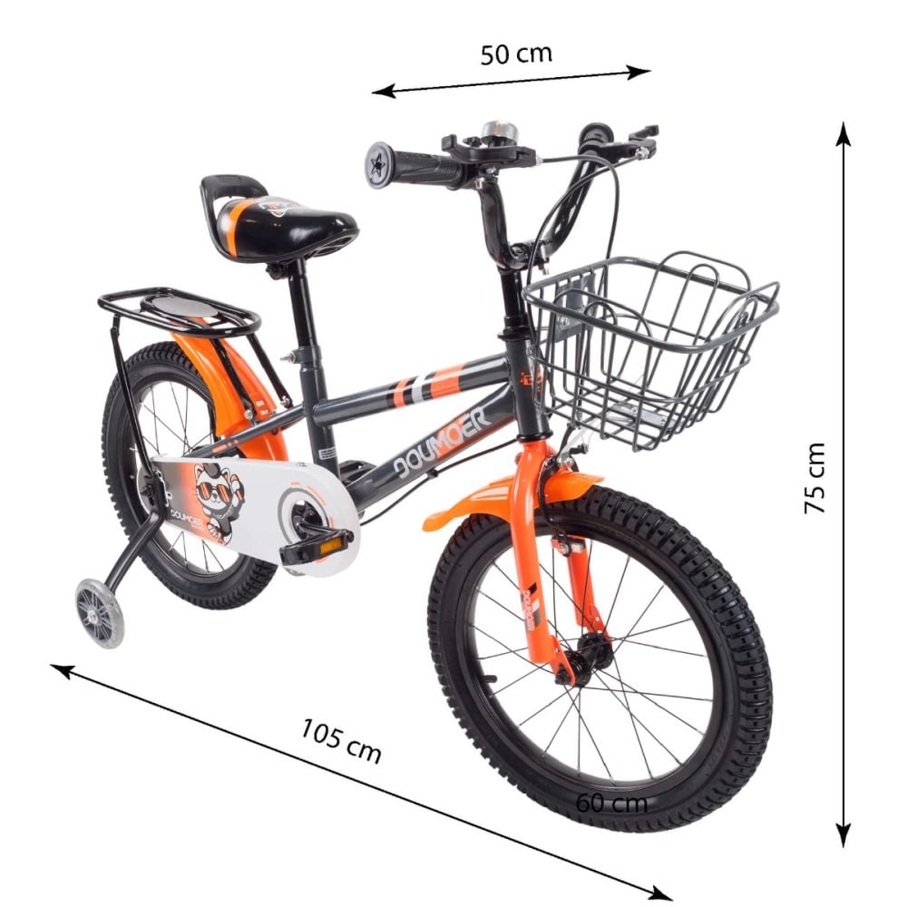 Bicicleta cu roti ajutatoare, Action One Arrow, 16 inch, 5-7 ani, Gri