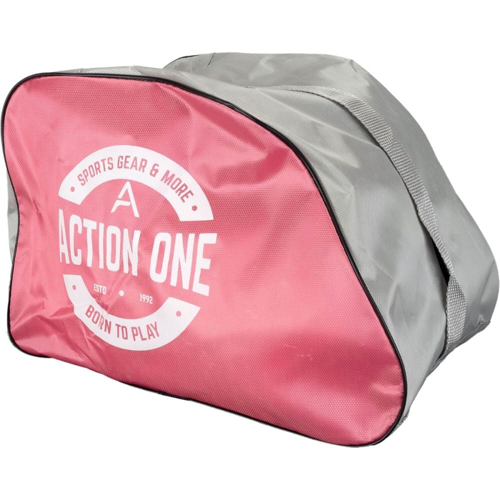 Set de role incepatori, Action One, roti luminoase, cu casca, protectii si geanta de transport, S (31-34), Roz