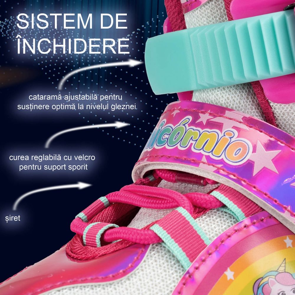 Role reglabile, Action One, Unicorn Fantasy, roti luminoase, XS(27-30), Roz