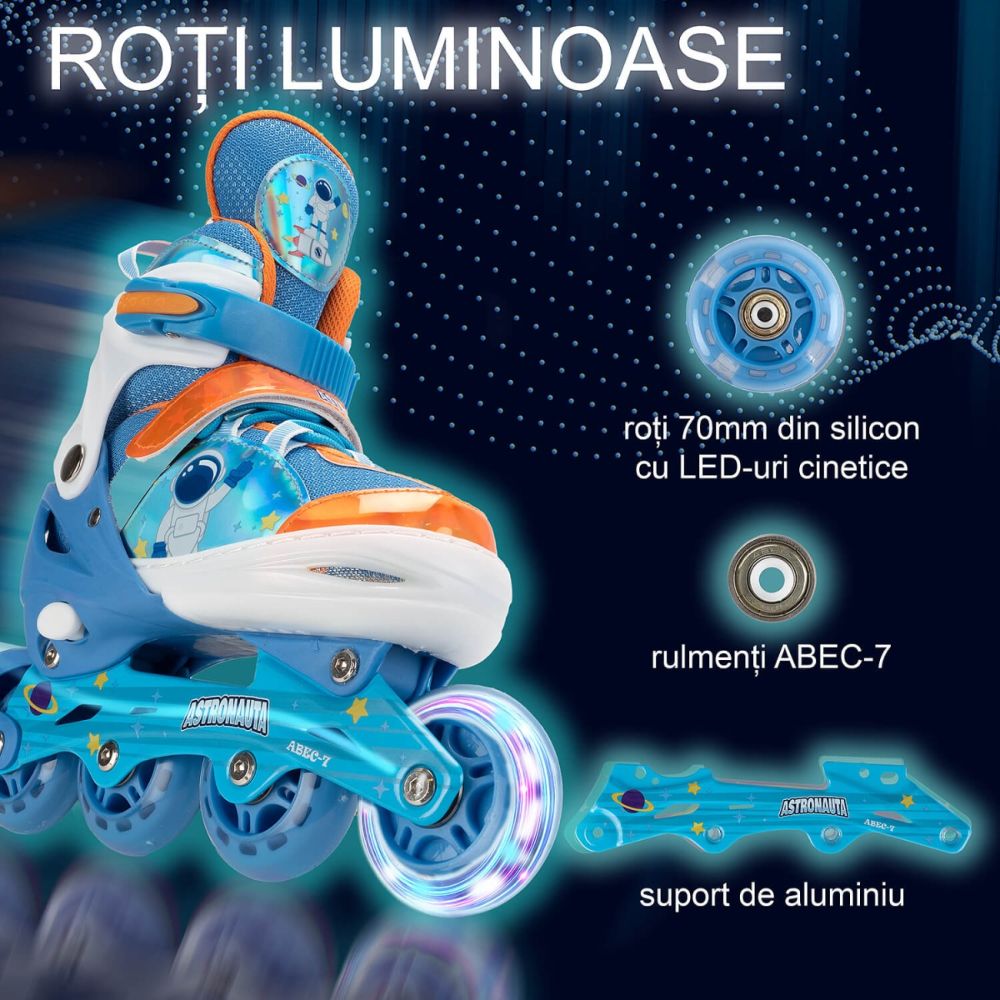 Role reglabile, Action One, Astro Space, roti luminoase, S(31-34), Albastru