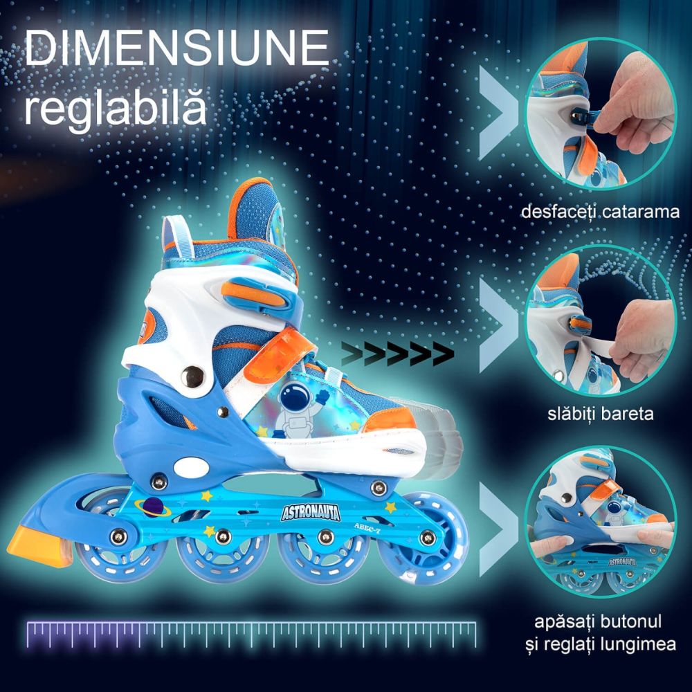Role reglabile, Action One, Astro Space, roti luminoase, M(35-38), Albastru