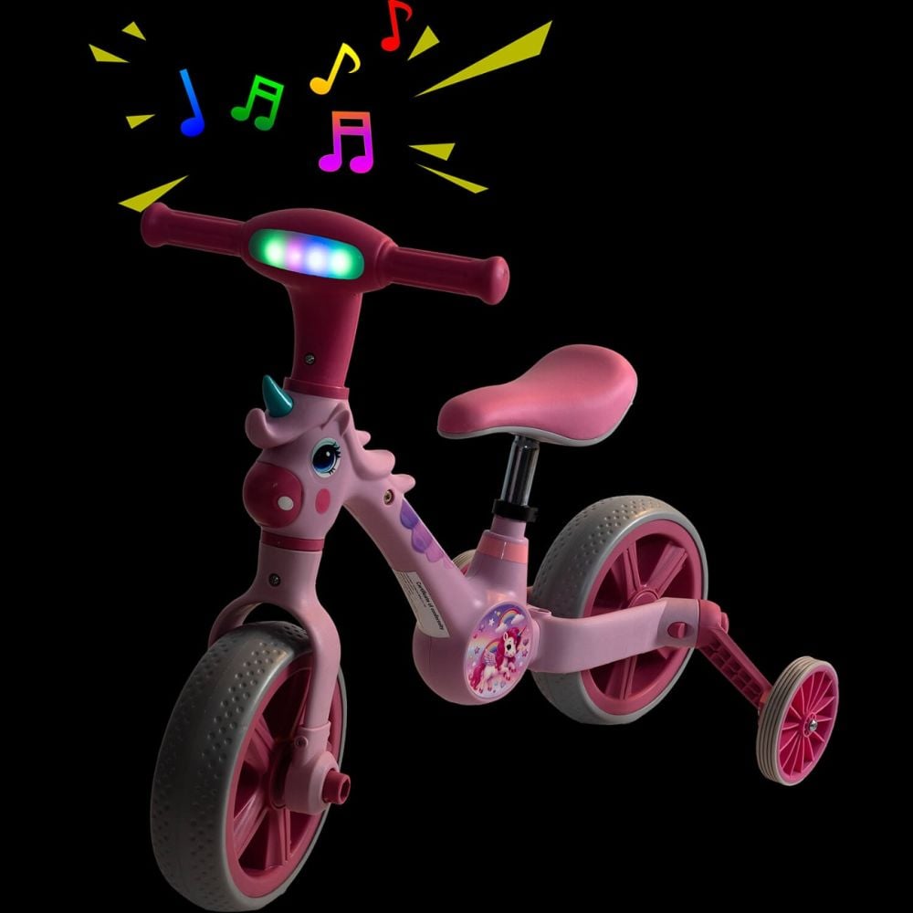 Bicicleta 2 in 1, Action One, cu roti ajutatoare si pedale detasabile, Roz