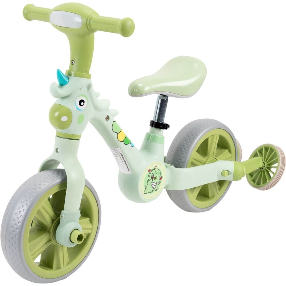 Bicicleta 2 in 1, Action One, cu roti ajutatoare si pedale detasabile, Verde