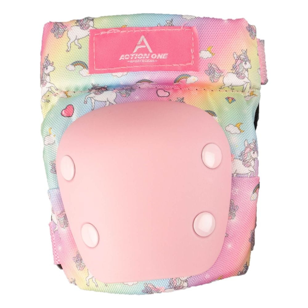 Set protectii cu genunchiere, cotiere si aparatori incheieturi, Action One Candy, Roz