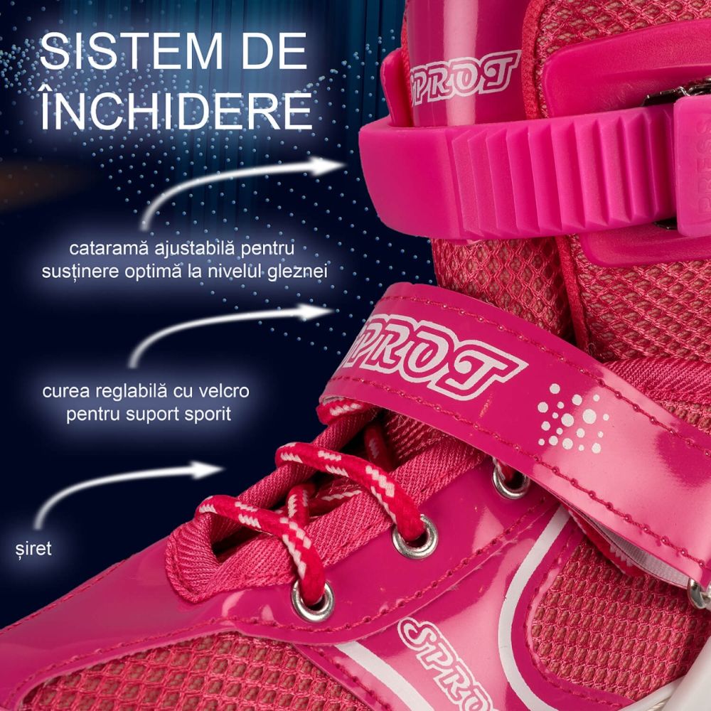Role reglabile, Action One Start, 2 moduri de dispunere roti, sina aluminiu, M (34-37), Roz