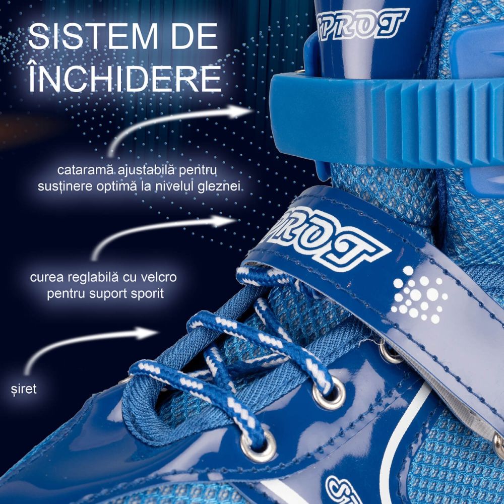 Role reglabile, Action One Start, 2 moduri de dispunere roti, sina aluminiu, M (34-37), Albastru