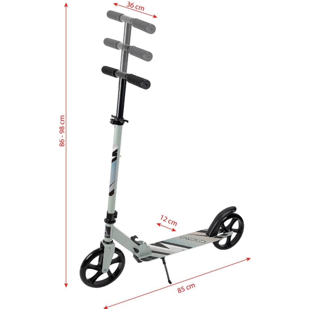 Trotineta pliabila, Action One, Urban Glide, inaltime ajustabila, roti 200 mm, Gri