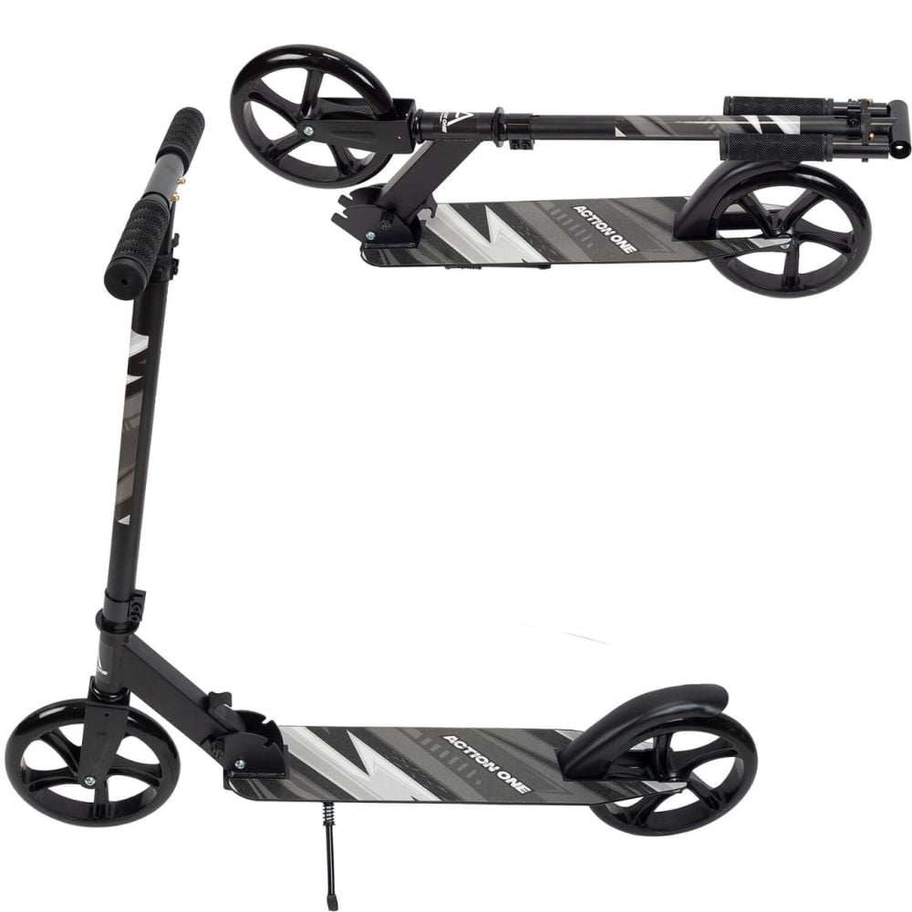 Trotineta pliabila, Action One, Urban Glide, inaltime ajustabila, roti 200 mm, Negru