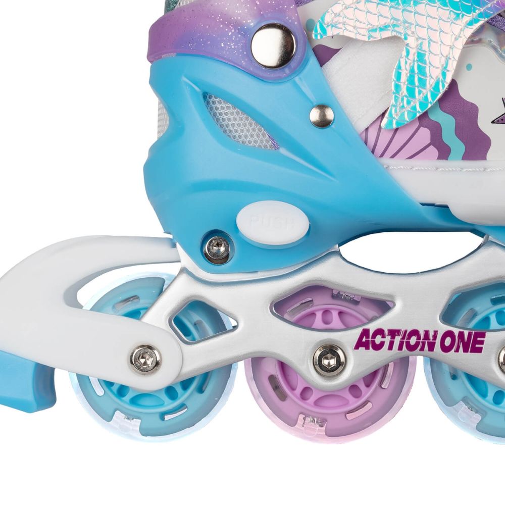 Role reglabile, Action One, Little Mermaid, roti luminoase, sina aluminiu, S (31-34), Purple