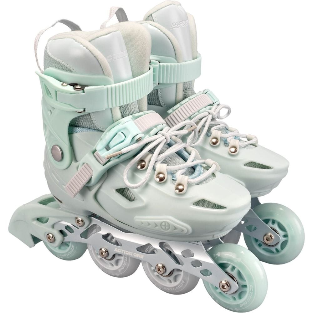 Role reglabile, Action One, Pastel Mint Green, roti luminoase din silicon, sina aluminiu, S (28-31)