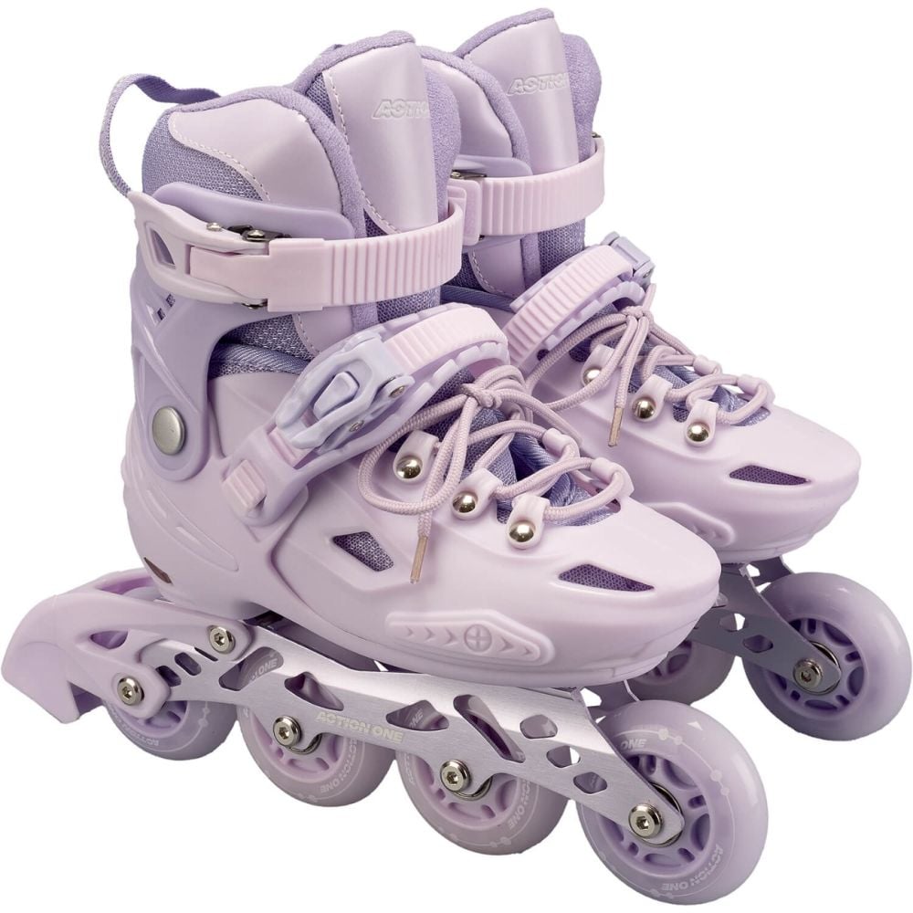 Role reglabile, Action One, Pastel Lila, roti luminoase din silicon, sina aluminiu, M (32-35)