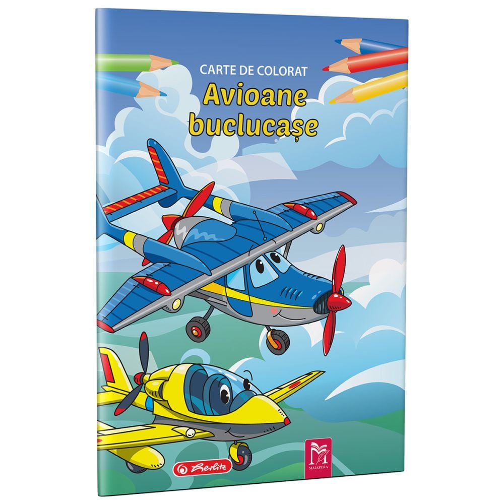 Carte de colorat A4, Herlitz, Avioane buclucase, 16 pagini