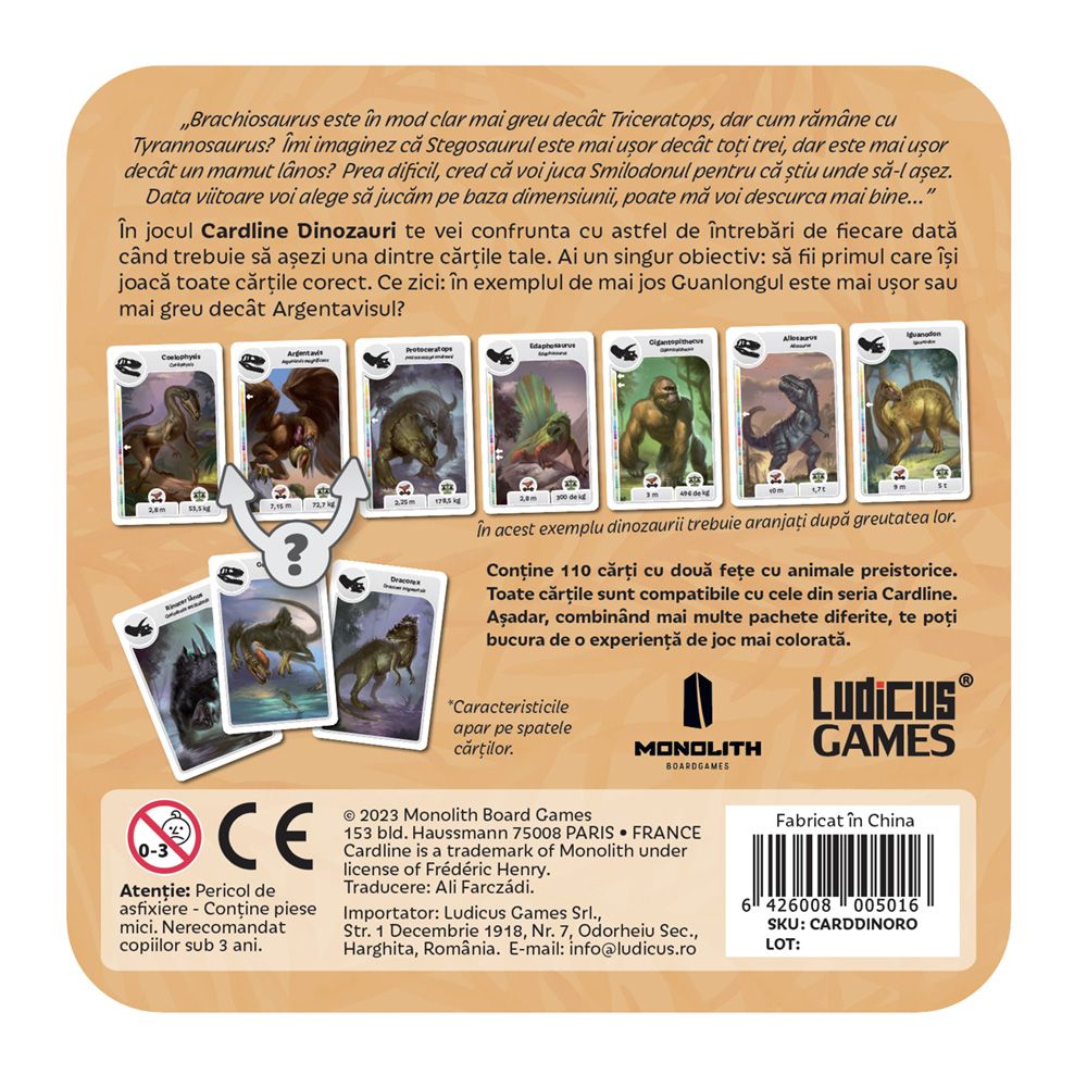 Joc Cardline Dinozauri, Monolith Board Games